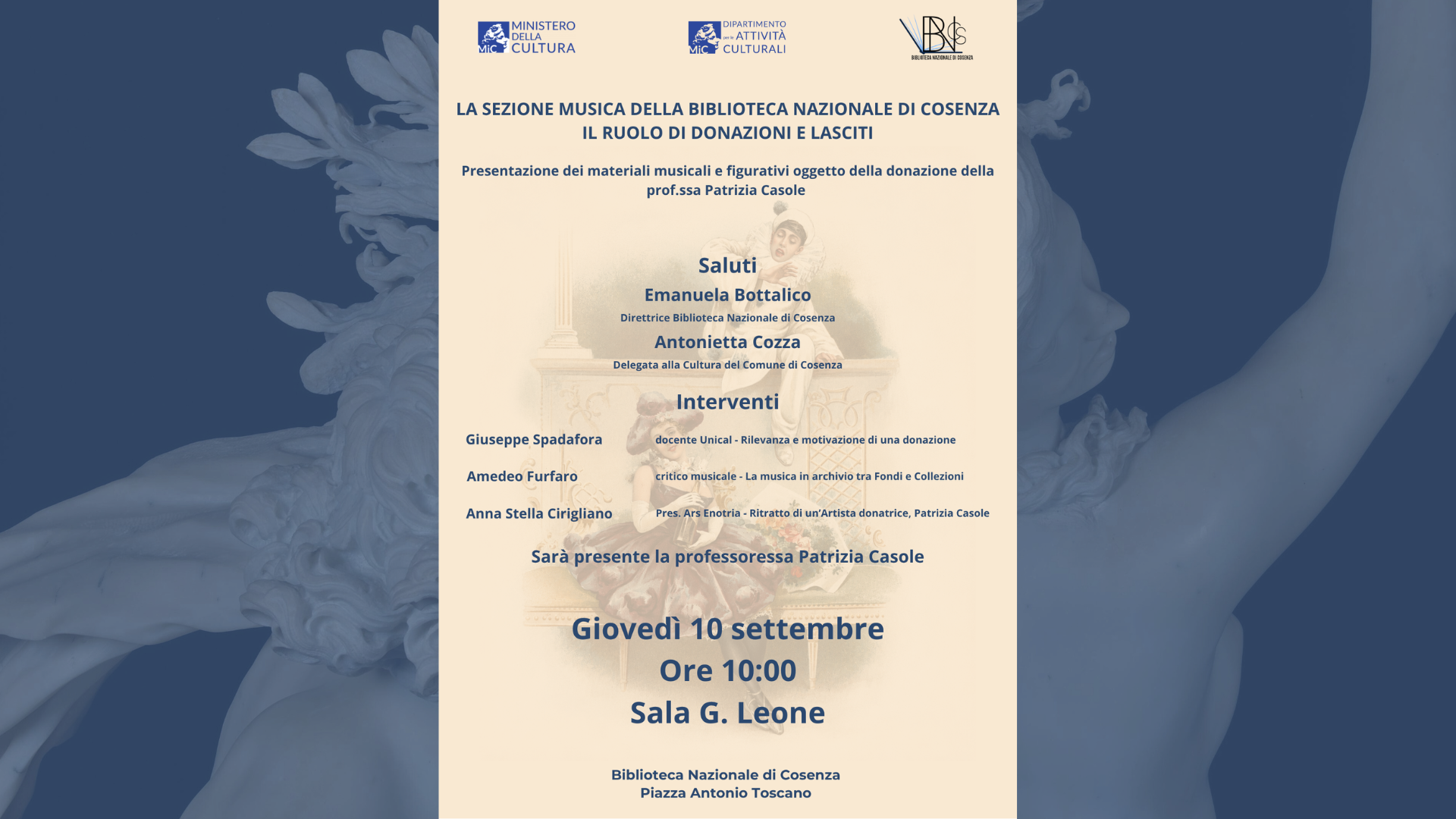“La sezione musica della Biblioteca Nazionale di Cosenza. Il ruolo di donazioni e lasciti”.
